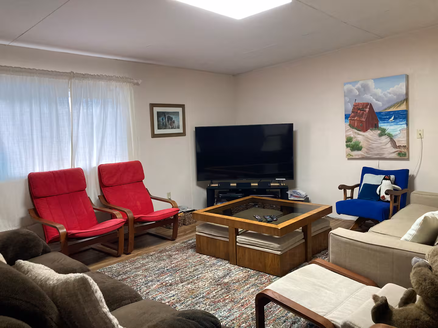 Shared upstairs living room with TV